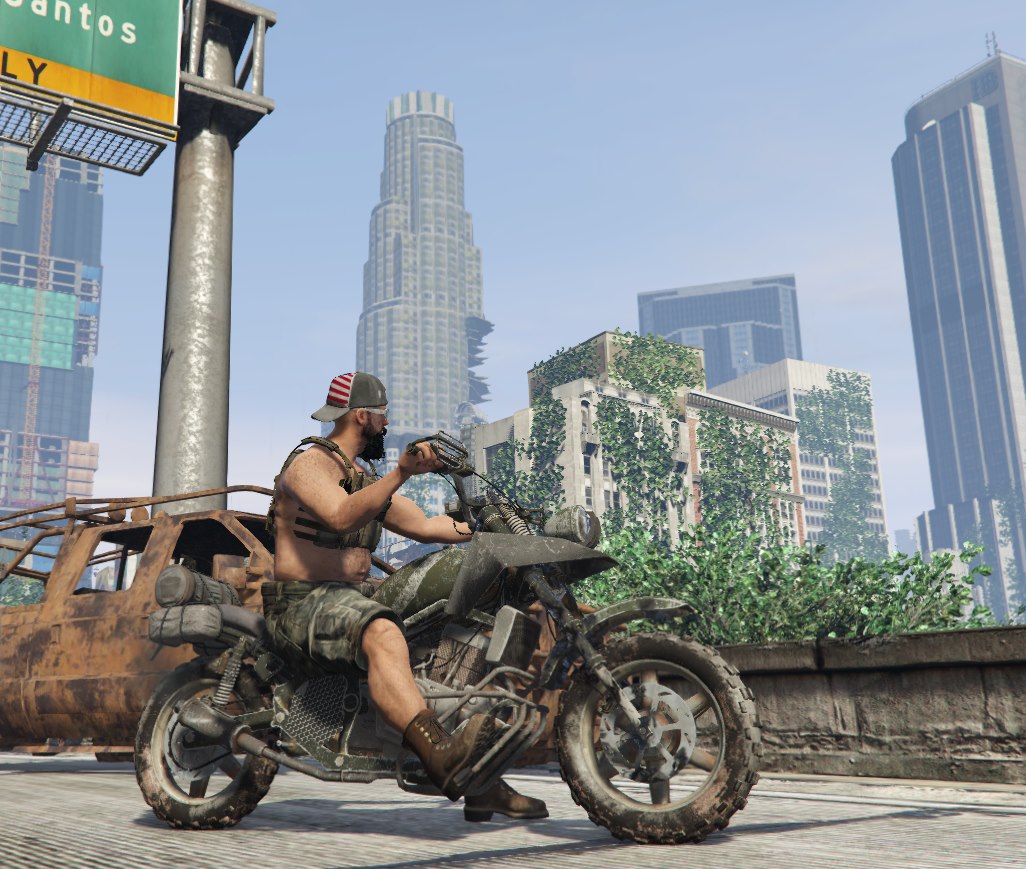 Motoros túlélő Los Santos belvárosában